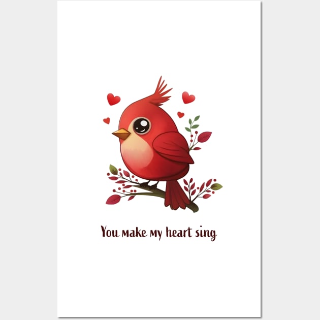Lovey-Dovey Red Cardinal Love Wall Art by Anicue